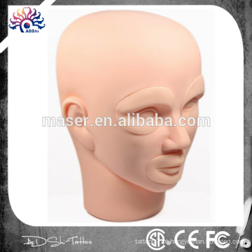 Tattoo Silicone Permanent Maquiagem Mannequin Head, Maquiagem Permanente Prática Pele 3D Rubber Tattoo Practice Skin